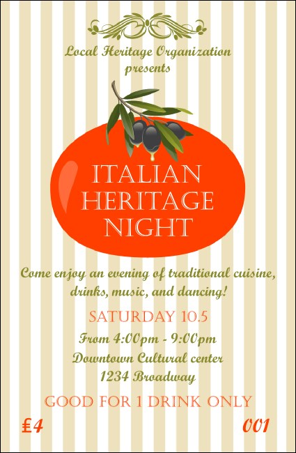 Tuscany Drink Ticket Product Front
