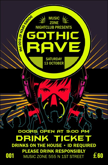 Goth Rave Drink Ticket Product Front