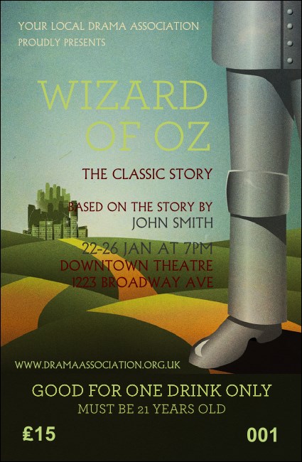 Wizard of Oz Drink Ticket Product Front