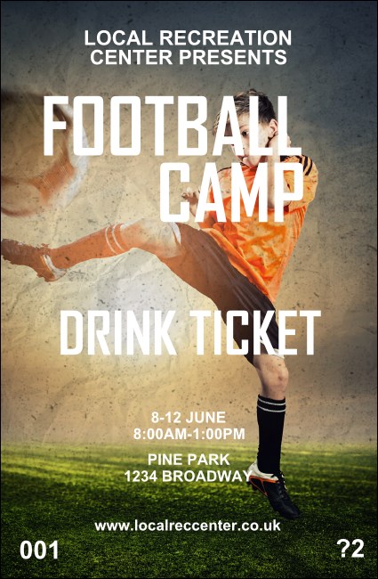 Football Camp Drink Ticket Product Front