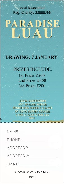 Beach Raffle Ticket Product Front