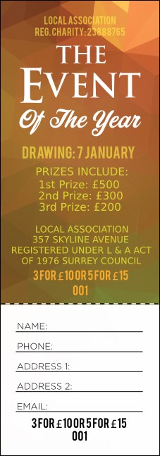 Orange Geometric Raffle Ticket Product Front
