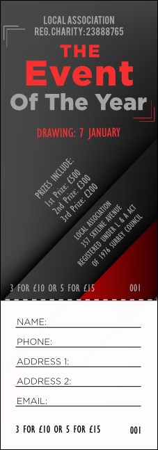 Red and Silver Raffle Ticket Product Front