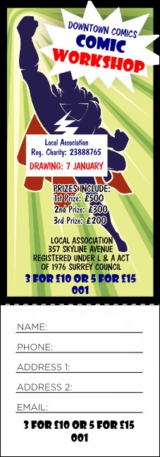 Comic Book Raffle Ticket Product Front