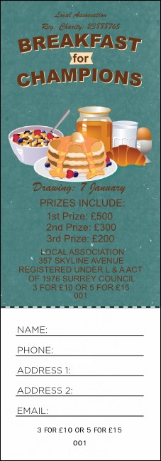 Breakfast Raffle Ticket Product Front