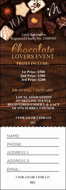 Chocolate Raffle Ticket Product Front