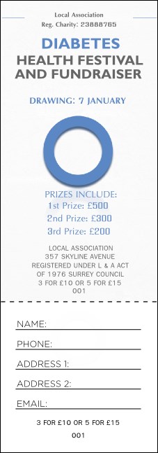 Diabetes Raffle Ticket Product Front