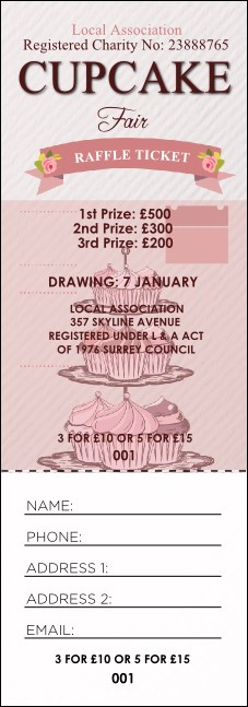Cupcake Raffle Ticket Product Front