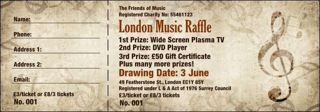 Music Festival 2 Raffle Ticket Product Front