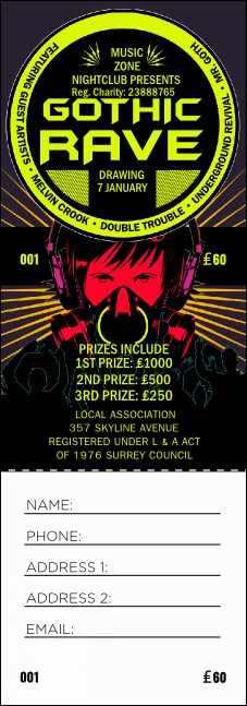 Goth Rave Raffle Ticket Product Front