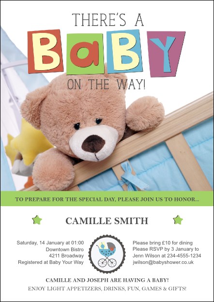 Baby Shower Teddy Logo Postcard Product Front