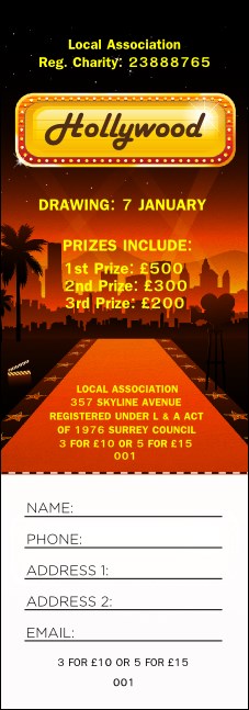 Hollywood Skyline Raffle Ticket Product Front