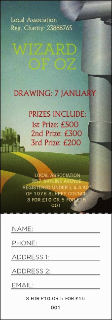 Wizard of Oz Raffle Ticket Product Front