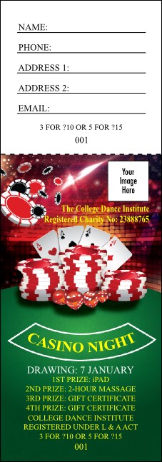 Casino Chips Raffle Ticket