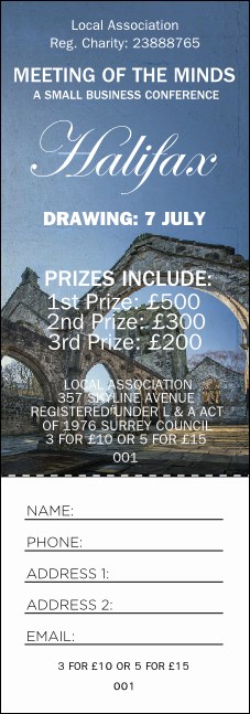 Halifax Raffle Ticket Product Front