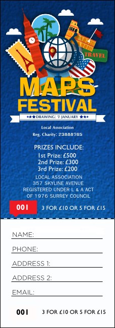 Travel Raffle Ticket Product Front