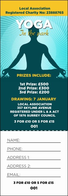 Yoga Meditation Raffle Ticket Product Front