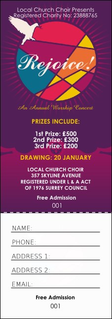 Spiritual Music Raffle Ticket Product Front
