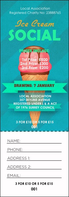 Ice Cream Social Raffle Ticket Product Front