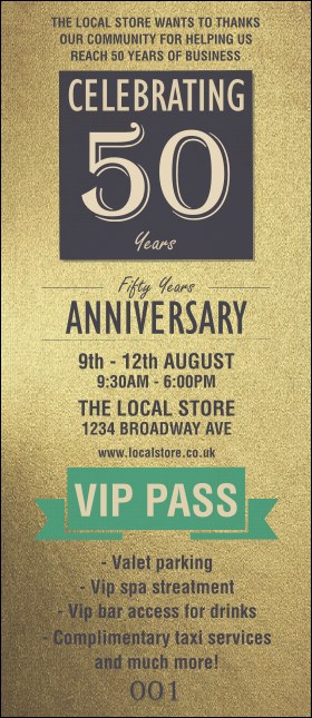 50th Anniversary VIP Pass Product Front