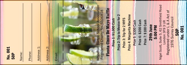 Margarita Beach Party Raffle Ticket Product Front