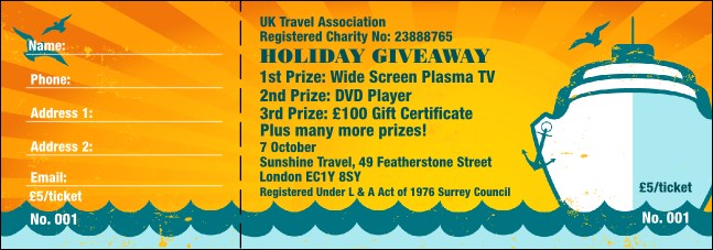 Cruise Ship Raffle Ticket Product Front