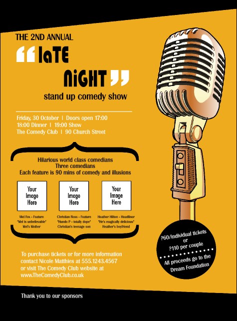Comedy Retro Microphone Flyer Product Front
