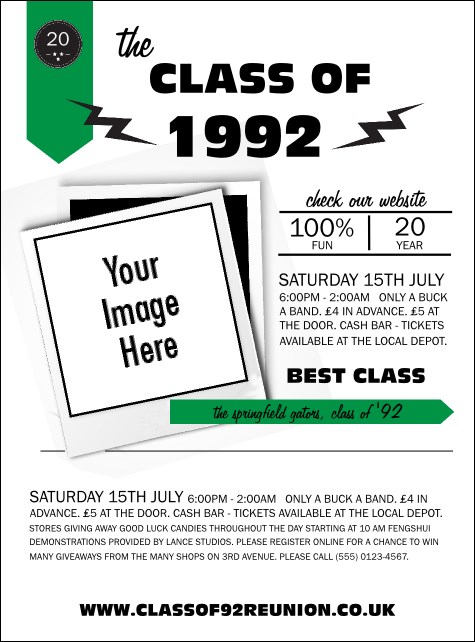 Class Reunion Mascot Green Flyer Product Front