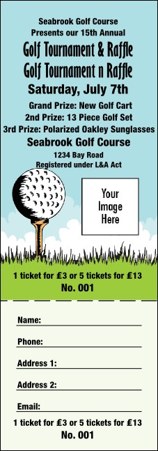 Golf Raffle Ticket Product Front
