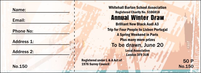 London Raffle Ticket Product Front