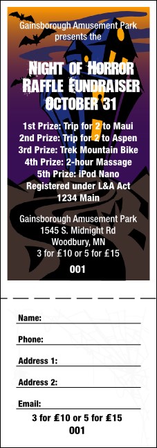 Halloween 001 Raffle Ticket Product Front