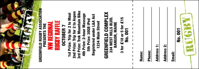 Rugby Raffle Ticket Product Front