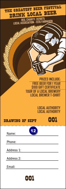 Beer Festival Artisan Raffle Ticket Product Front