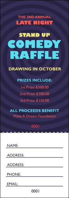 Comedy Spirals Raffle Ticket Product Front