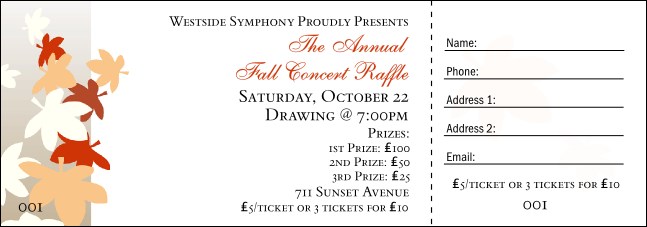 Fall Leaf  Raffle Ticket
