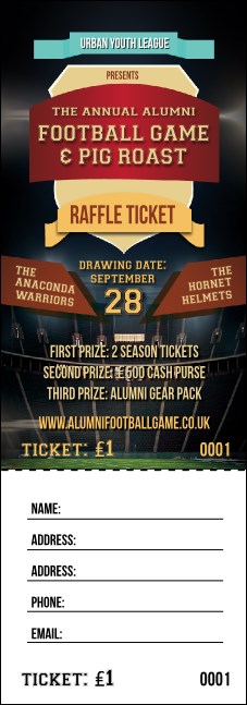 Football Lights Raffle Ticket Product Front