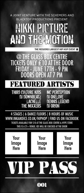 Galaxy Hip Hop Black and White Club VIP Pass Product Front