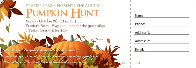 Pumpkin Patch Raffle Ticket Product Front