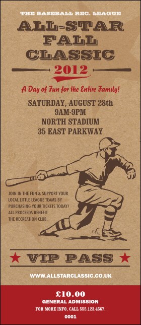 All-Star Retro Baseball VIP Pass Product Front