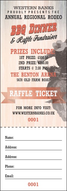 Bucking Bronco Raffle Ticket Product Front