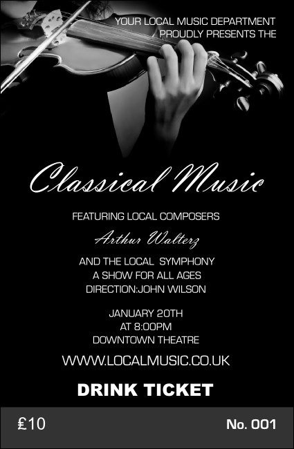 Classical Music Drink Ticket Product Front