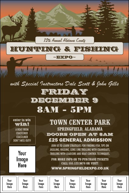 Fishing and Hunting Expo Green Camo Image Poster Product Front