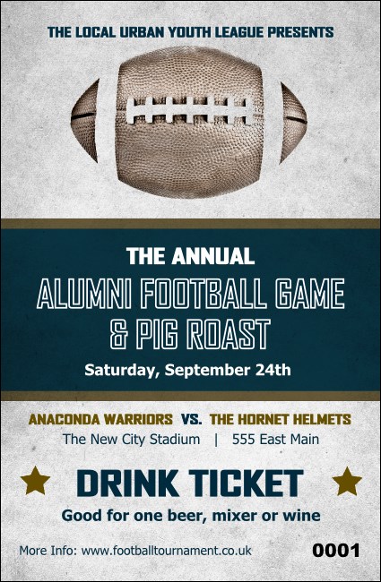 Football Blue Drink Ticket Product Front