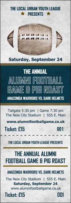 Football Blue Event Ticket Product Front