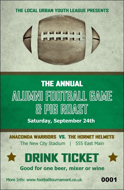 Football Green Drink Ticket Product Front