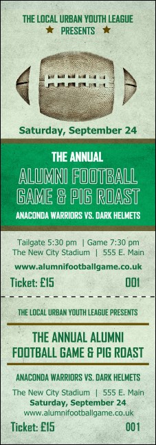 Football Green Event Ticket Product Front