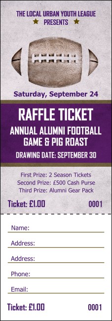 Football Purple Raffle Ticket Product Front