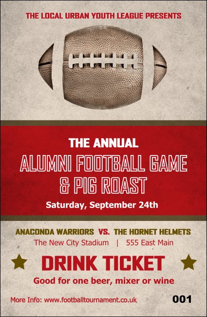 Football Red Drink Ticket Product Front