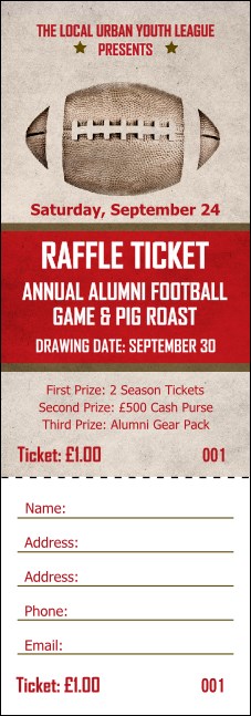 Football Red Raffle Ticket Product Front