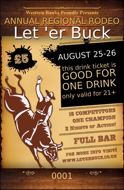 Rodeo Rustic Drink Ticket Product Front